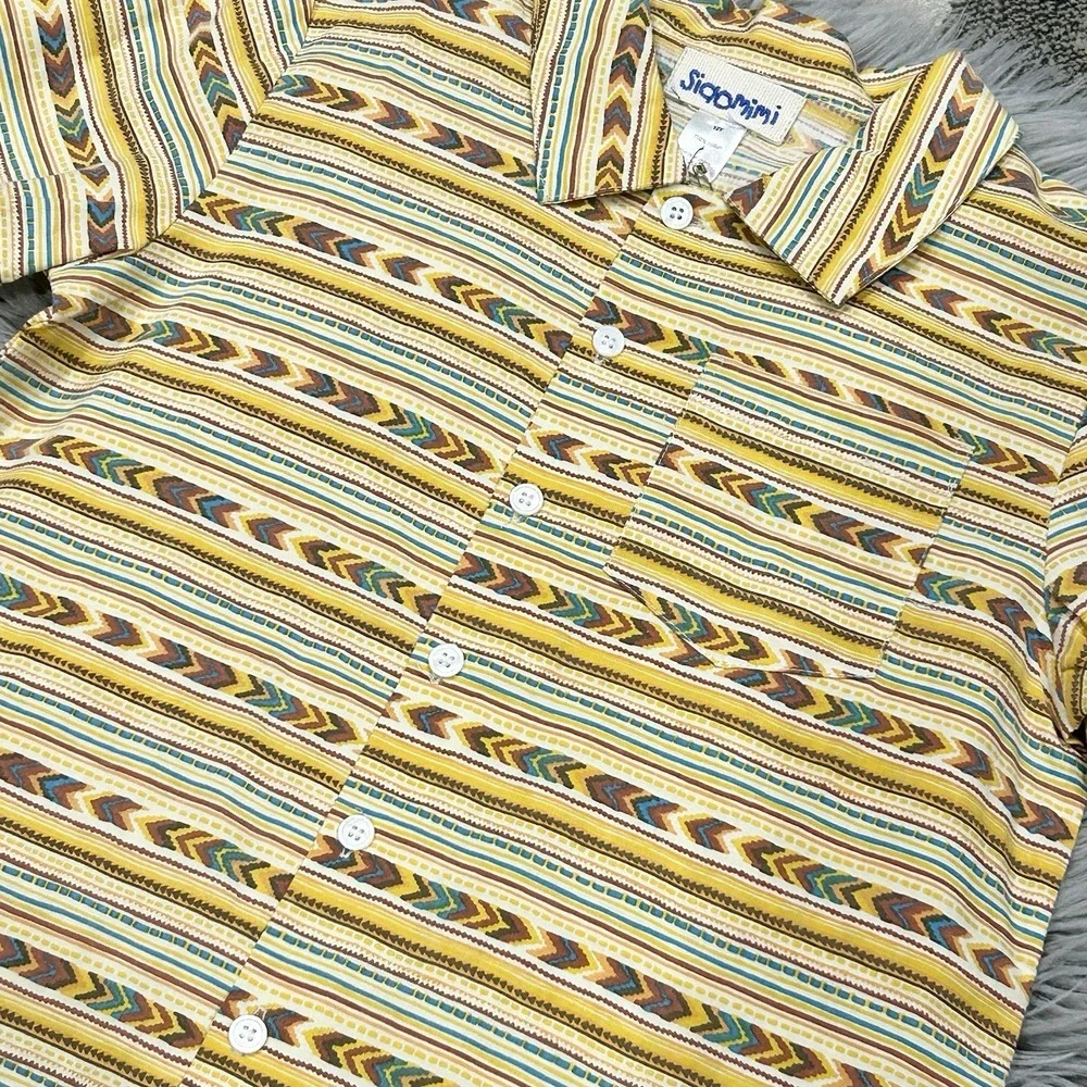 Siaomimi Boys Short Sleeve Mustard Aztec Button Downcollared Shirt Size‎ 12Y $62